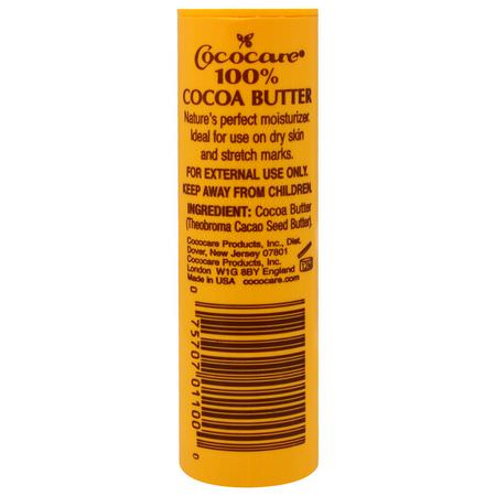 Cococare, 100% Cocoa Butter, The Yellow Stick, 1 oz (28 g):زبدة الكاكا,زي,ت التدليك
