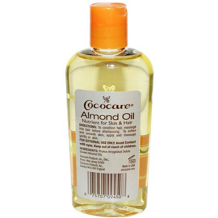 Cococare, 100% Natural Almond Oil, 4 fl oz (118 ml):فر,ة الرأس ,العناية بالشعر