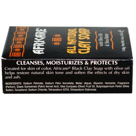 Cococare, Africare, All Natural Clay Soap, 4 oz (110 g):Black Soap, شريط الصابون