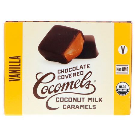 Cocomels, Organic, Chocolate Covered Coconut Milk Caramels, Vanilla, 15 Units, 1 oz (28 g) Each:حلويات, شوكولاتة