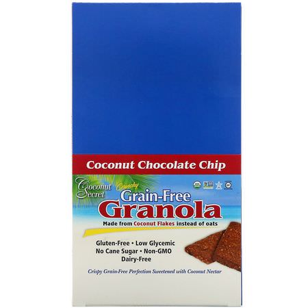 Coconut Secret, Crunchy Grain-Free Granola Bar, Coconut Chocolate Chip, 12 Bars, 1.2 oz (34 g) Each:أشرطة ال,جبات الخفيفة