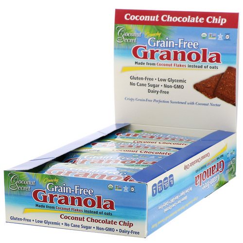 Coconut Secret, Crunchy Grain-Free Granola Bar, Coconut Chocolate Chip, 12 Bars, 1.2 oz (34 g) Each فوائد