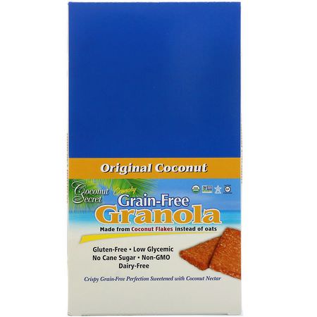 Coconut Secret, Crunchy Grain-Free Granola Bar, Original Coconut, 12 Bars, 1.2 oz (34 g) Each:أشرطة ال,جبات الخفيفة