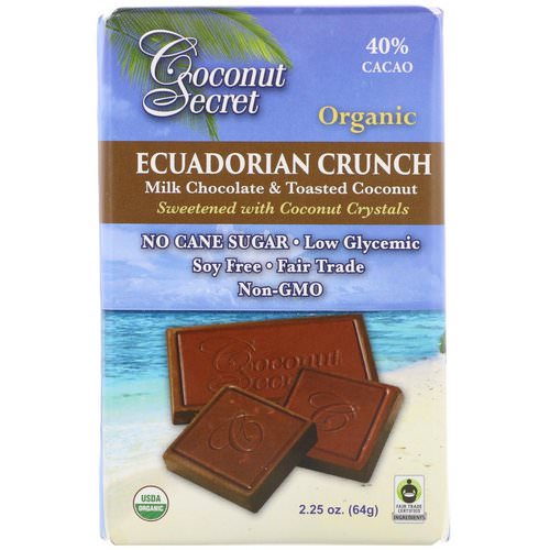 Coconut Secret, Organic Ecuadorian Crunch, Milk Chocolate & Toasted Coconut, 2.25 oz (64 g) فوائد