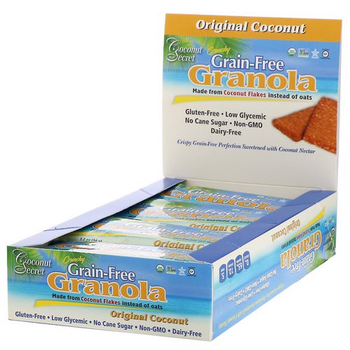 Coconut Secret, Crunchy Grain-Free Granola Bar, Original Coconut, 12 Bars, 1.2 oz (34 g) Each فوائد
