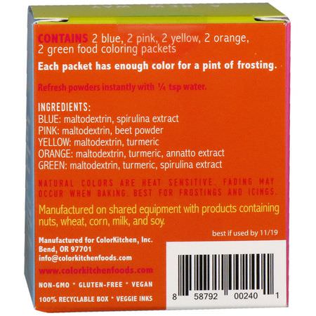 ColorKitchen, Food Colors From Nature, Multi-Color, 10 Color Packets, 0.088 oz (2.5 g) Each:تل,ين الطعام, الخلطات
