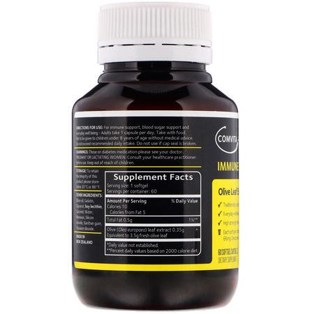 Comvita, Immune Support, Olive Leaf Extract, 60 Softgel Capsules:أنفلونزا, سعال