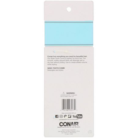 Conair, Detangle & Lift Wide-Tooth Comb, For Thick Hair, 1 Comb:أمشاط, فراشي شعر