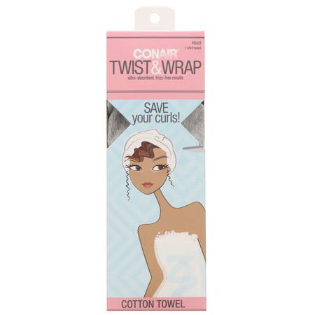 Conair, Twist & Wrap Cotton Towel, 1 Towel:الشعر