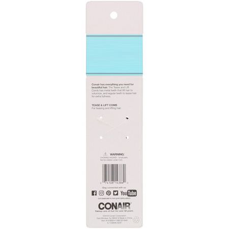 Conair, Volumize & Fullness, Two Combs in One, Tease & Lift Comb, 1 Comb:أمشاط, فراشي شعر