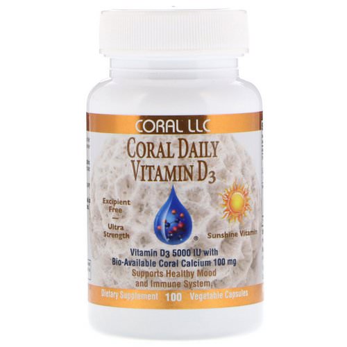 CORAL LLC, Coral Daily Vitamin D3, 5,000 IU, 100 Vegetable Capsules فوائد