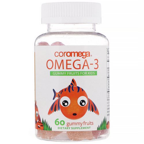 Coromega, Omega-3, Gummy Fruits for Kids, Orange, Lemon, Strawberry, 60 Gummy Fruits فوائد
