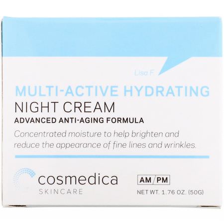 Cosmedica Skincare, Multi-Active Hydrating Night Cream, Advanced Anti-Aging Formula, 1.76 oz (50 g):كريم, مصل حمض الهيال,ر,نيك
