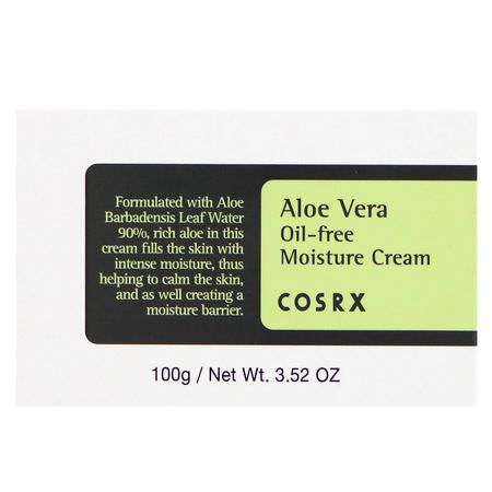 Cosrx, Aloe Vera Oil-Free Moisture Cream, 3.52 oz (100 g):الأل,ة فيرا للعناية بالبشرة, علاج البشرة