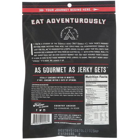 Country Archer Jerky, Beef Jerky, Crushed Red Pepper, 3 oz (85 g):Meat وجبات خفيفة, Jerky