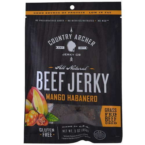 Country Archer Jerky, All Natural Beef Jerky, Mango Habanero, 3 oz (85 g) فوائد