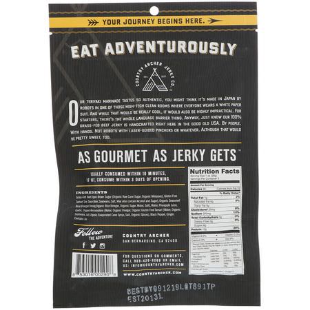 Country Archer Jerky, Beef Jerky, Teriyaki, 3 oz (85 g):Meat وجبات خفيفة, Jerky