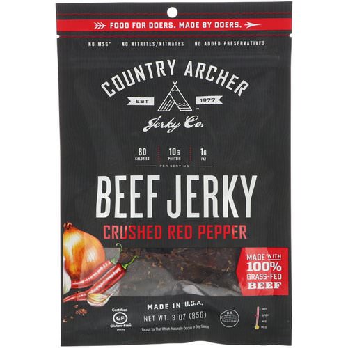 Country Archer Jerky, Beef Jerky, Crushed Red Pepper, 3 oz (85 g) فوائد