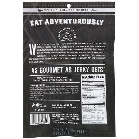 Country Archer Jerky, Beef Jerky, Original, 3 oz (85 g):Meat وجبات خفيفة, Jerky