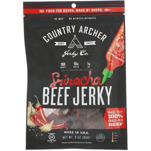 Country Archer Jerky, Beef Jerky, Sriracha, 3 oz (85 g) فوائد