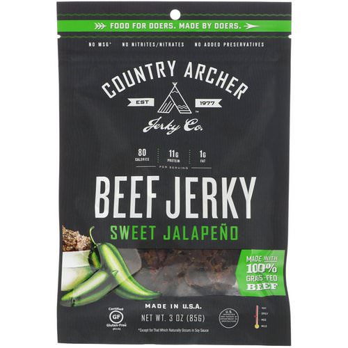 Country Archer Jerky, Beef Jerky, Sweet Jalapeno, 3 oz (85 g) فوائد