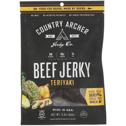 Country Archer Jerky, Beef Jerky, Teriyaki, 3 oz (85 g) فوائد