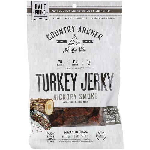 Country Archer Jerky, Turkey Jerky, Hickory Smoke, 8 oz (227 g) فوائد