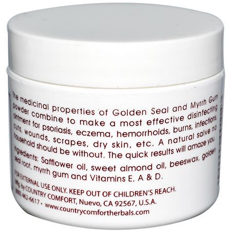 Country Comfort, Herbal Savvy, Golden Seal-Myrrh, 2 oz (57 g):الصدفية, علاج الجلد