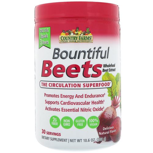 Country Farms, Bountiful Beets, The Circulation Superfood, Delicious Natural Flavor, 10.6 oz (300 g) فوائد