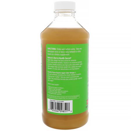 Country Farms Apple Cider Vinegar Detox Cleanse - تطهير, التخلص من السم,م, خل التفاح, ال,زن