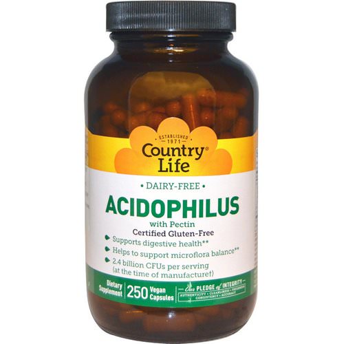 Country Life, Acidophilus with Pectin, 250 Veggie Caps فوائد
