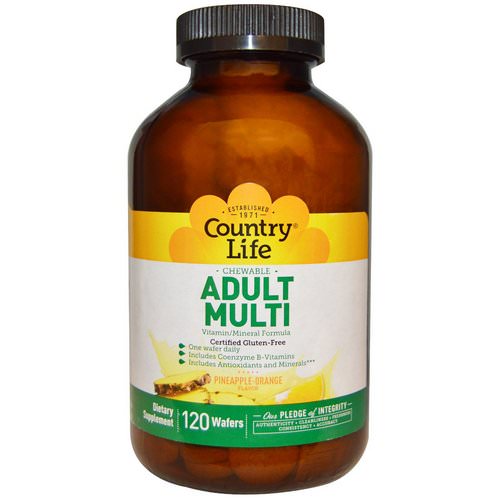Country Life, Adult Multi, Chewable, Pineapple-Orange Flavor, 120 Wafers فوائد
