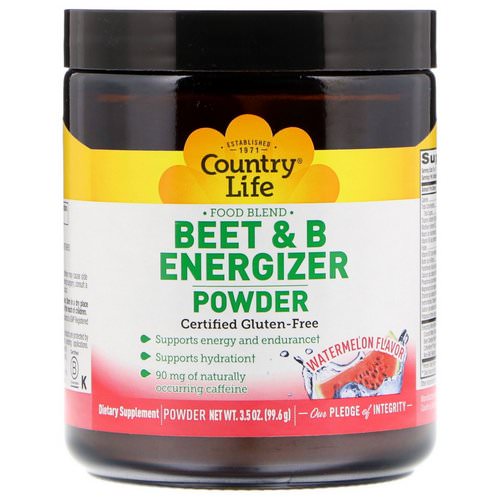 Country Life, Beet & B Energizer Powder, Watermelon Flavor, 3.5 oz (99.6 g) فوائد