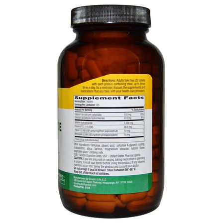 Country Life, Betaine Hydrochloride, with Pepsin, 600 mg, 250 Tablets:Betaine HCL TMG, الهضم