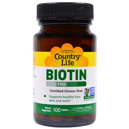 Country Life, Biotin, 1 mg, 100 Tablets فوائد