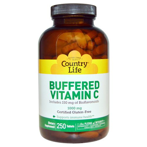 Country Life, Buffered Vitamin C, 1000 mg, 250 Tablets فوائد