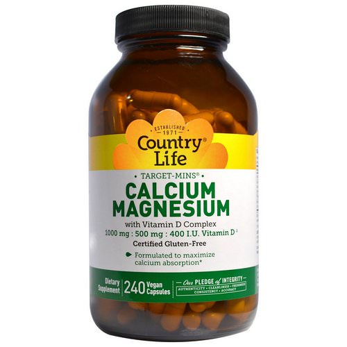 Country Life, Calcium-Magnesium with Vitamin D Complex, 240 Vegan Capsules فوائد