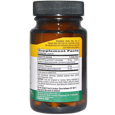 Country Life, Coenzyme Active B6 Caps, P-5-P/PAK, 30 Veggie Caps:B6 Pyridoxine, فيتامين B