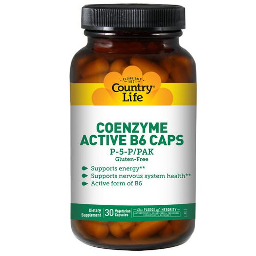 Country Life, Coenzyme Active B6 Caps, P-5-P/PAK, 30 Veggie Caps فوائد