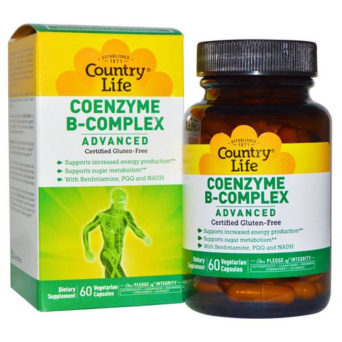 Country Life, Coenzyme B-Complex, Advanced, 60 Vegetarian Capsules فوائد