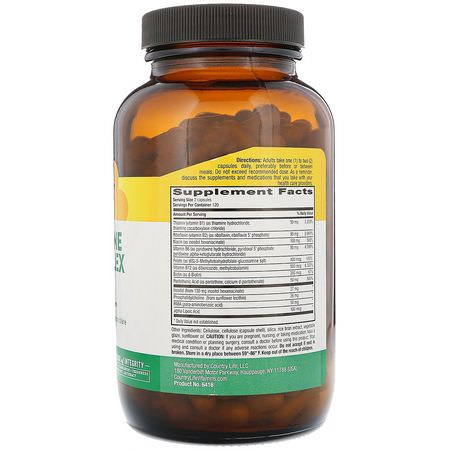 Country Life, Coenzyme B-Complex Caps, 240 Vegan Capsules:مجمع فيتامين ب, فيتامين ب