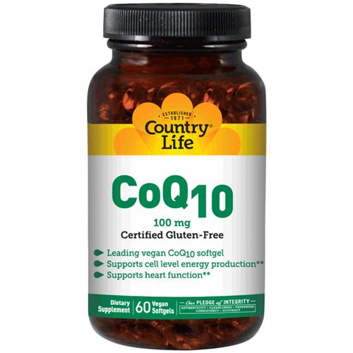 Country Life, CoQ10, 100 mg, 120 Vegan Softgels فوائد