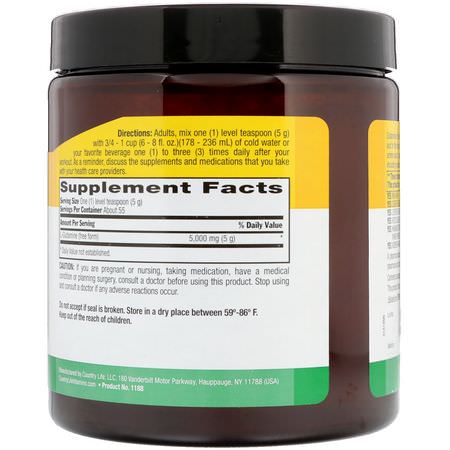 Country Life, Glutamine Pure Powder, 5,000 mg, 9.7 oz (275 g):L-Glutamine, أحماض أمينية