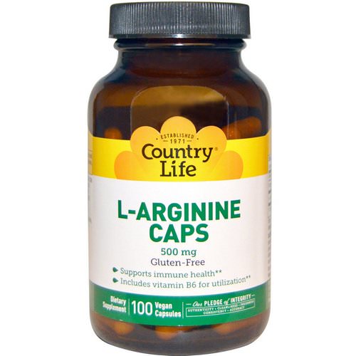 Country Life, L-Arginine Caps, 500 mg, 100 Vegan Caps فوائد