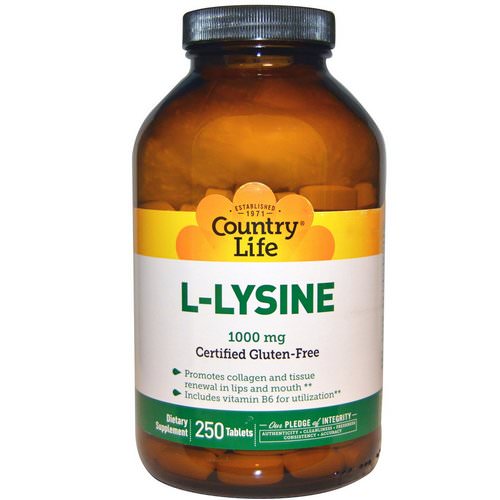 Country Life, L-Lysine, 1000 mg, 250 Tablets فوائد