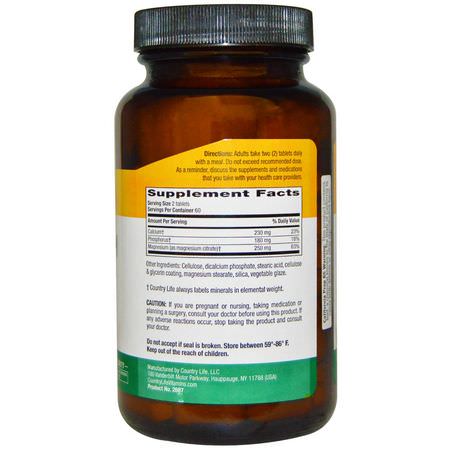 Country Life, Magnesium Citrate, 250 mg, 120 Tablets:المغنيسي,م ,المعادن