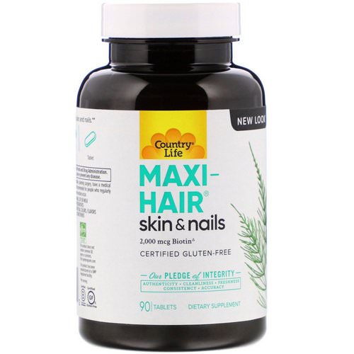 Country Life, Maxi-Hair, 2,000 mcg, 90 Tablets فوائد