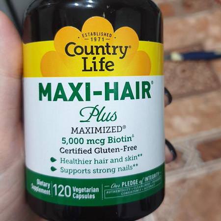 Country Life, Maxi Hair Plus, 5,000 mcg, 120 Vegetarian Capsules