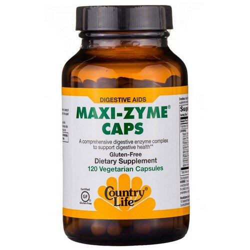 Country Life, Maxi-Zyme Caps, 120 Vegetarian Capsules فوائد