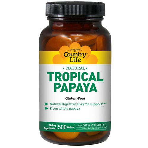 Country Life, Natural, Tropical Papaya, 500 Wafers فوائد